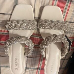 Cushionaire Women's Elegant Silver Braided Heels